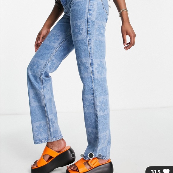 Asos cotton blend ‘90s straight leg jean in laser floral - Picture 3 of 8